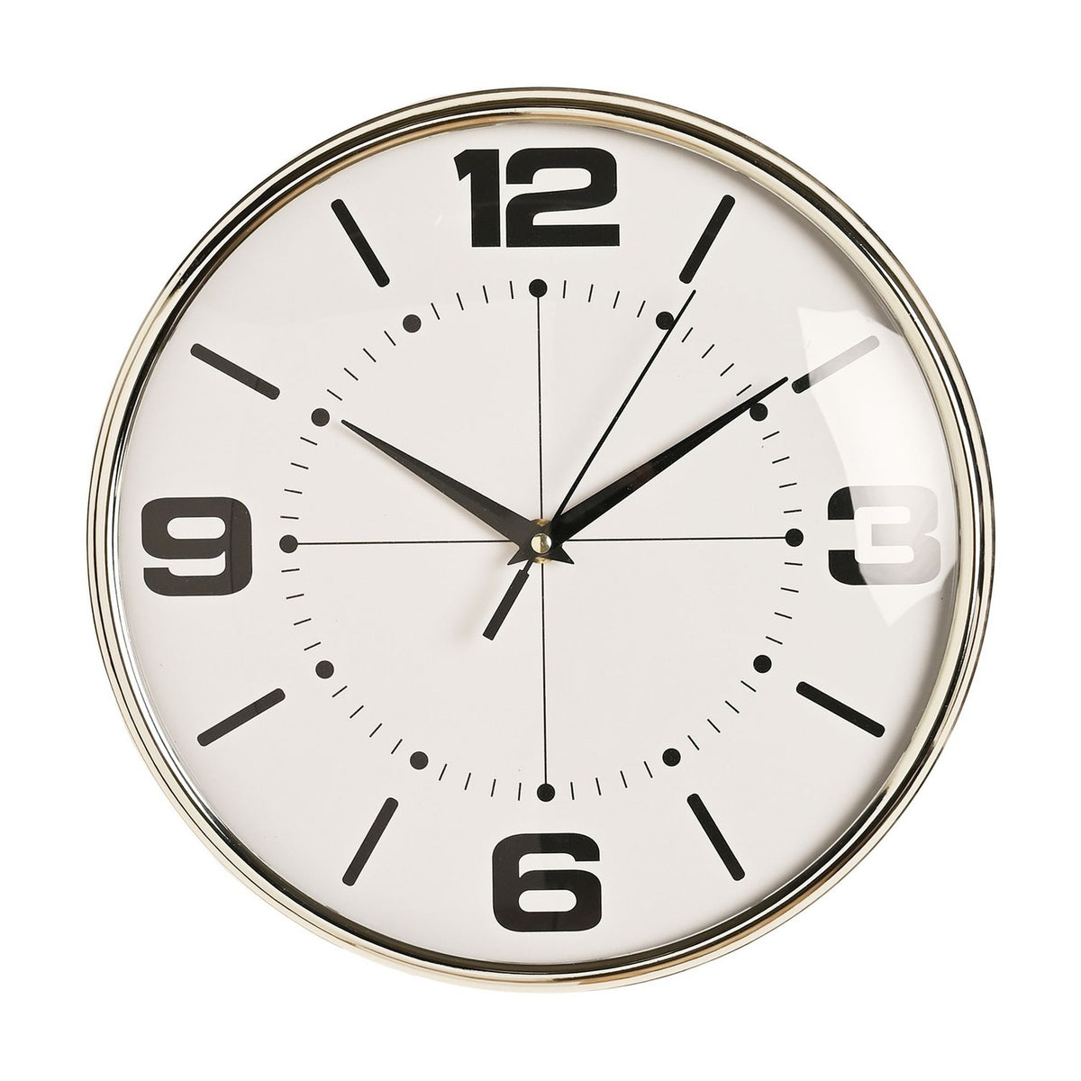 Chrome Wall Clock with Domed Glass 28cm - Silver & White