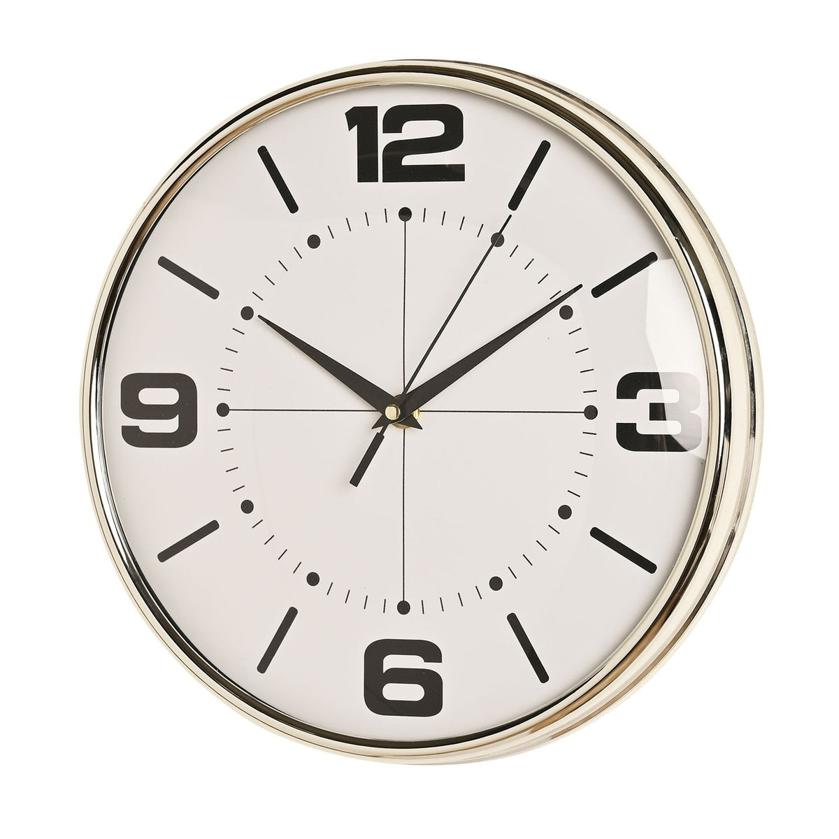 Chrome Wall Clock with Domed Glass 28cm - Silver & White