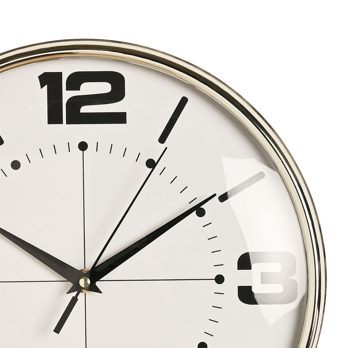 Chrome Wall Clock with Domed Glass 28cm - Silver & White