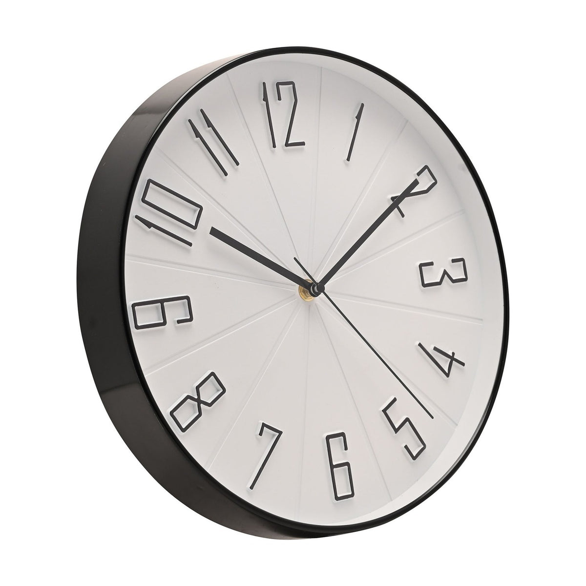 Analogue Wall Clock with 3D Numbers 30cm - Black & White