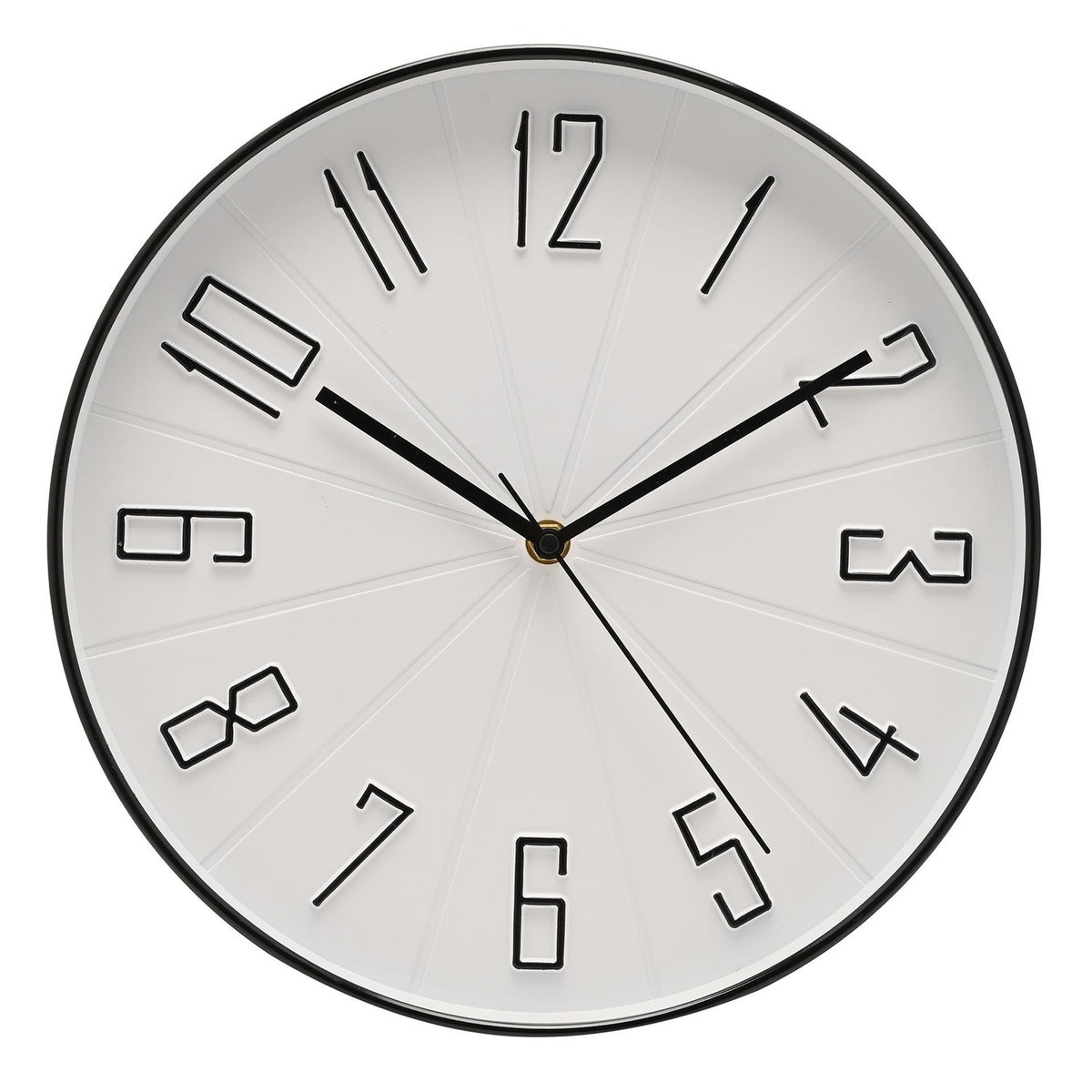 Analogue Wall Clock with 3D Numbers 30cm - Black & White