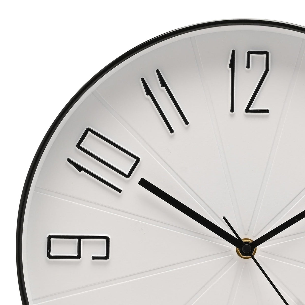 Analogue Wall Clock with 3D Numbers 30cm - Black & White
