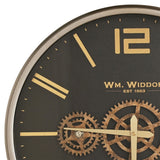 Round Wall Clock with Moving Gears 44cm - Black
