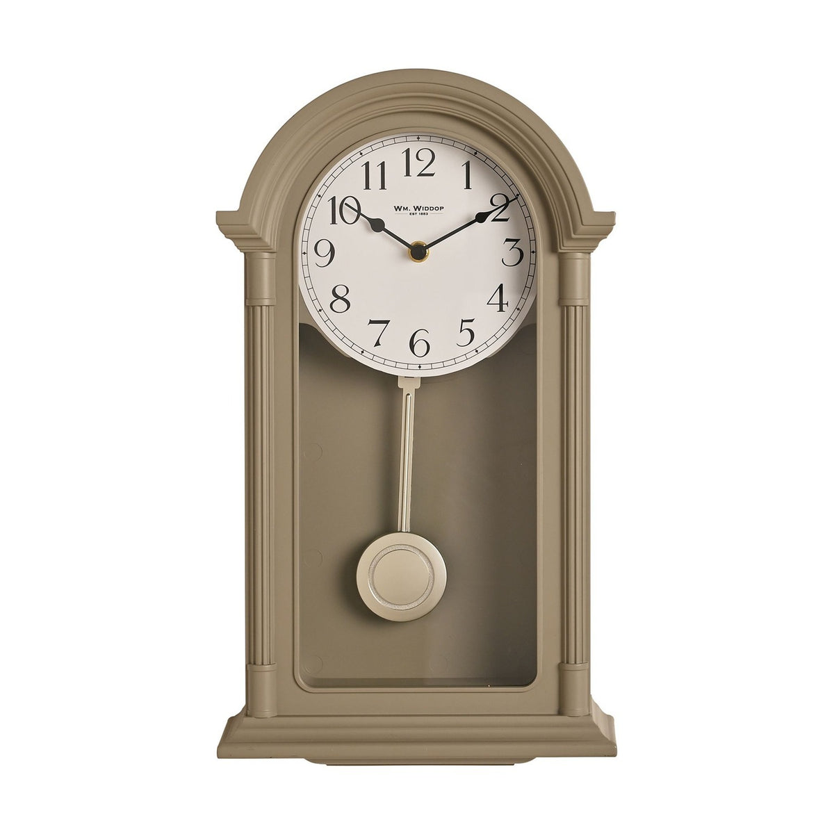 Arched Pendulum Wall Clock with Arabic Numerals - Beige