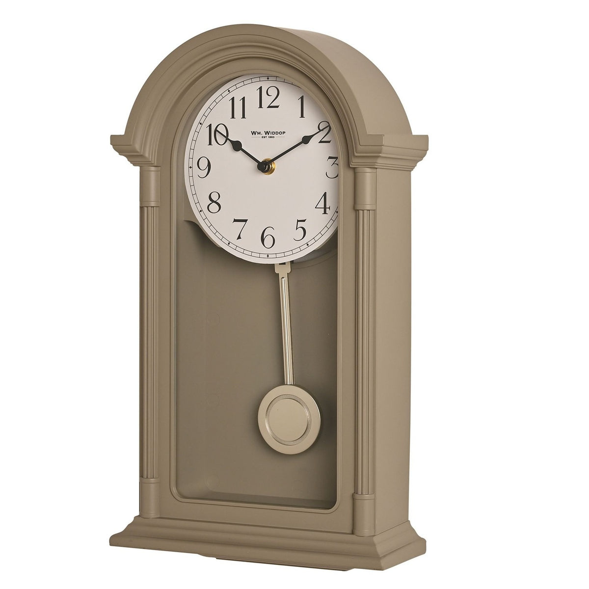 Arched Pendulum Wall Clock with Arabic Numerals - Beige