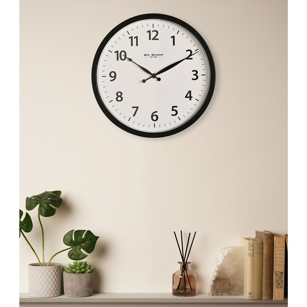 Round Arabic Numeral Radio Controlled Wall Clock - Black & White