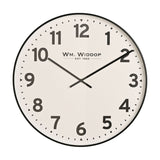 Round metal wall clock, 51cm, white dial with bold black Arabic numerals, slim black rim and black hands, shown on a plain white background.