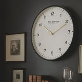 Round Ribbed Finish Metal Wall Clock - White & Black