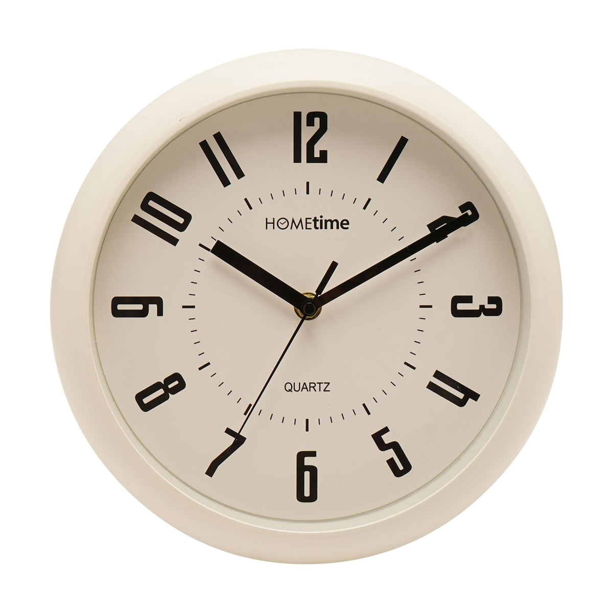 Modern Round Wall Clock with Bold Numerals 25.5cm - Cream