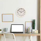 Modern Round Wall Clock with Bold Numerals 25.5cm - Cream