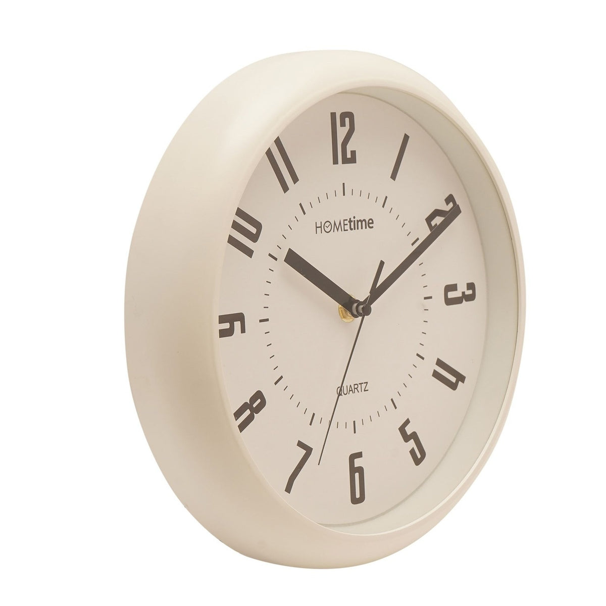Modern Round Wall Clock with Bold Numerals 25.5cm - Cream