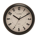 Round wall clock, 25.5cm, with a black frame and white dial, bold black numerals, minute markers, and black hour, minute, and second hands, on a plain white background.