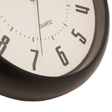 Close-up of the Modern Round Bold Numeral Wall Clock 25.5cm in black and white, showing bold numerals, minute markers, and the quartz movement label on a white dial.