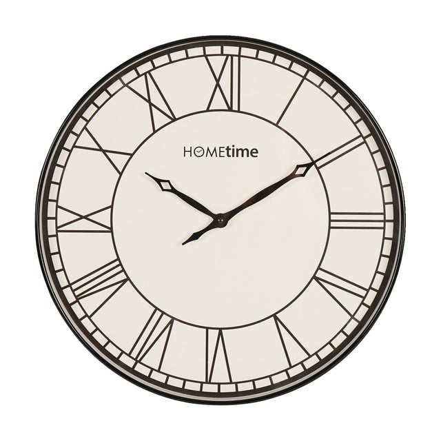Round Roman Dial Quartz Wall Clock, 50.5cm, with bold black numerals, diamond-tipped hands, and a glossy black case on a white face, shown against a plain white background.