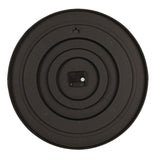 Rear view of the Round Roman Dial Quartz Wall Clock 50.5cm in black, showing concentric moulded panels, a hanging hook, and quartz movement mechanism.