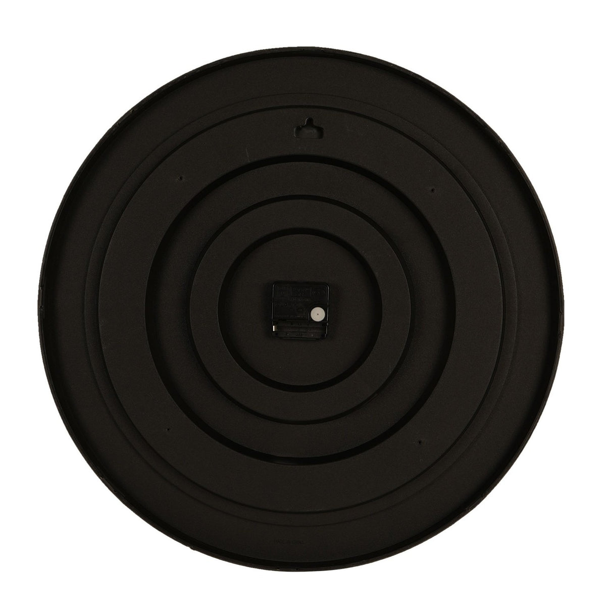 Rear view of the Round Numeral Dial Quartz Wall Clock 50.5cm, showing a black plastic back casing with concentric mounting rings and battery-operated quartz movement.
