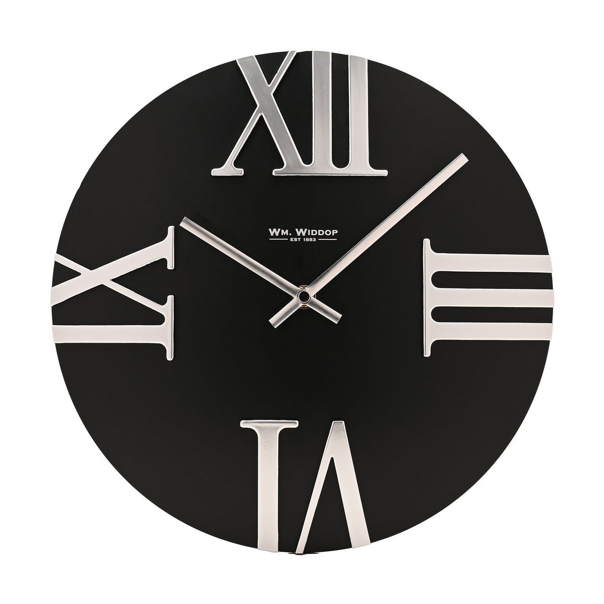 Round Wall Clock with Raised Roman Numerals 31.5cm - Black