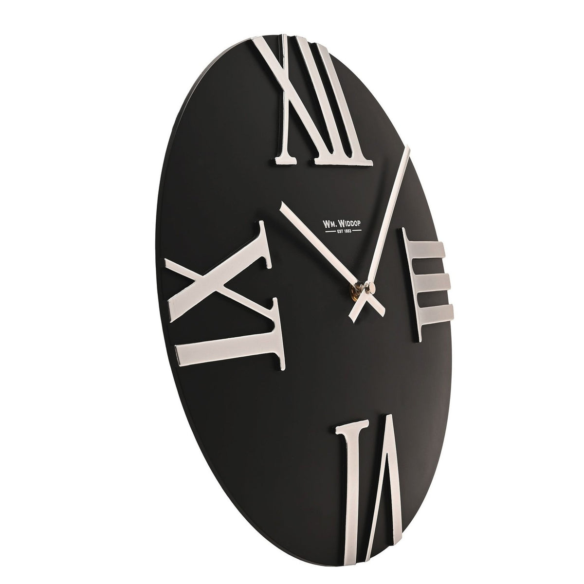 Round Wall Clock with Raised Roman Numerals 31.5cm - Black