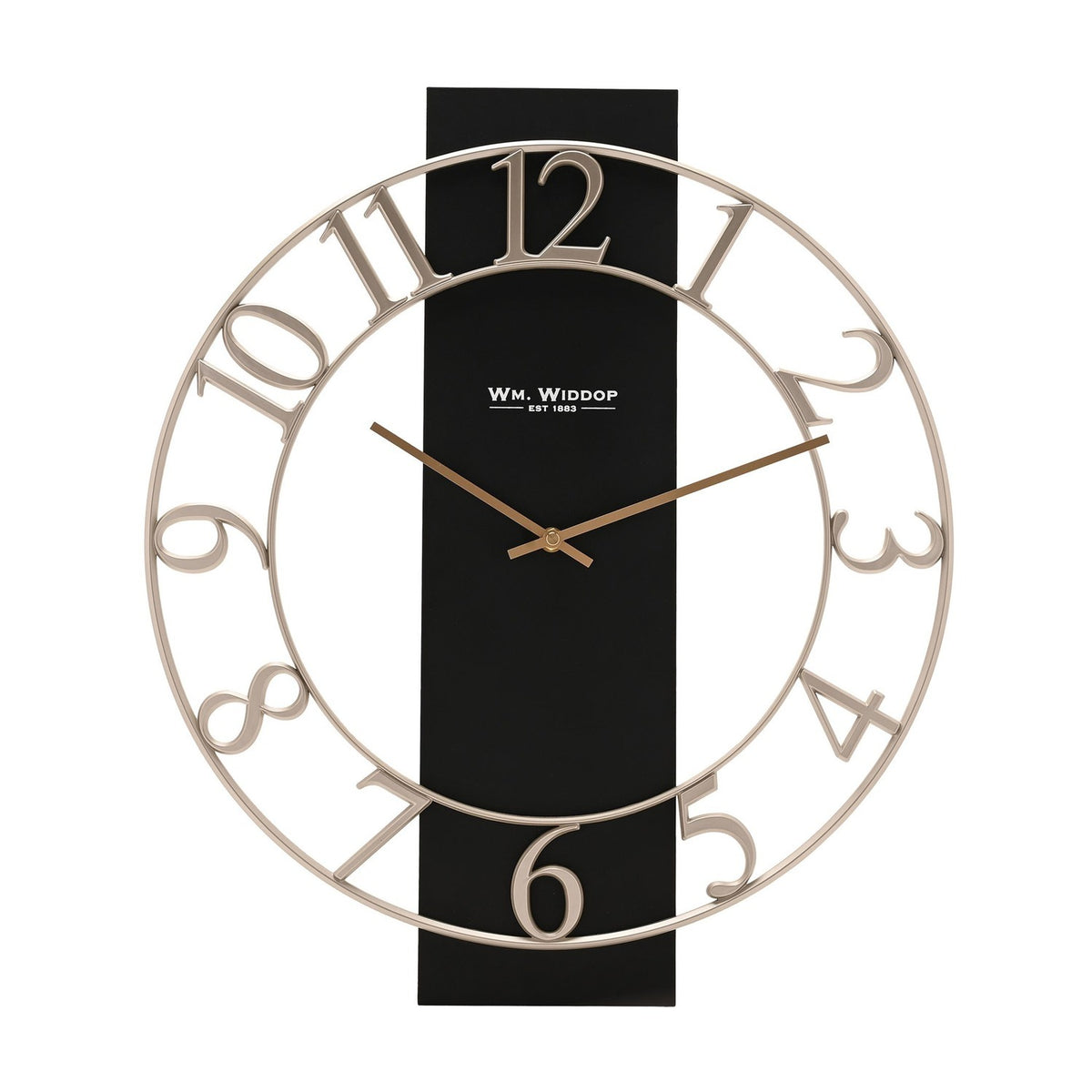 Skeleton Wall Clock with Gold Hands 50.8cm - Black & Silver