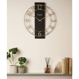 Skeleton Wall Clock with Gold Hands 50.8cm - Black & Silver