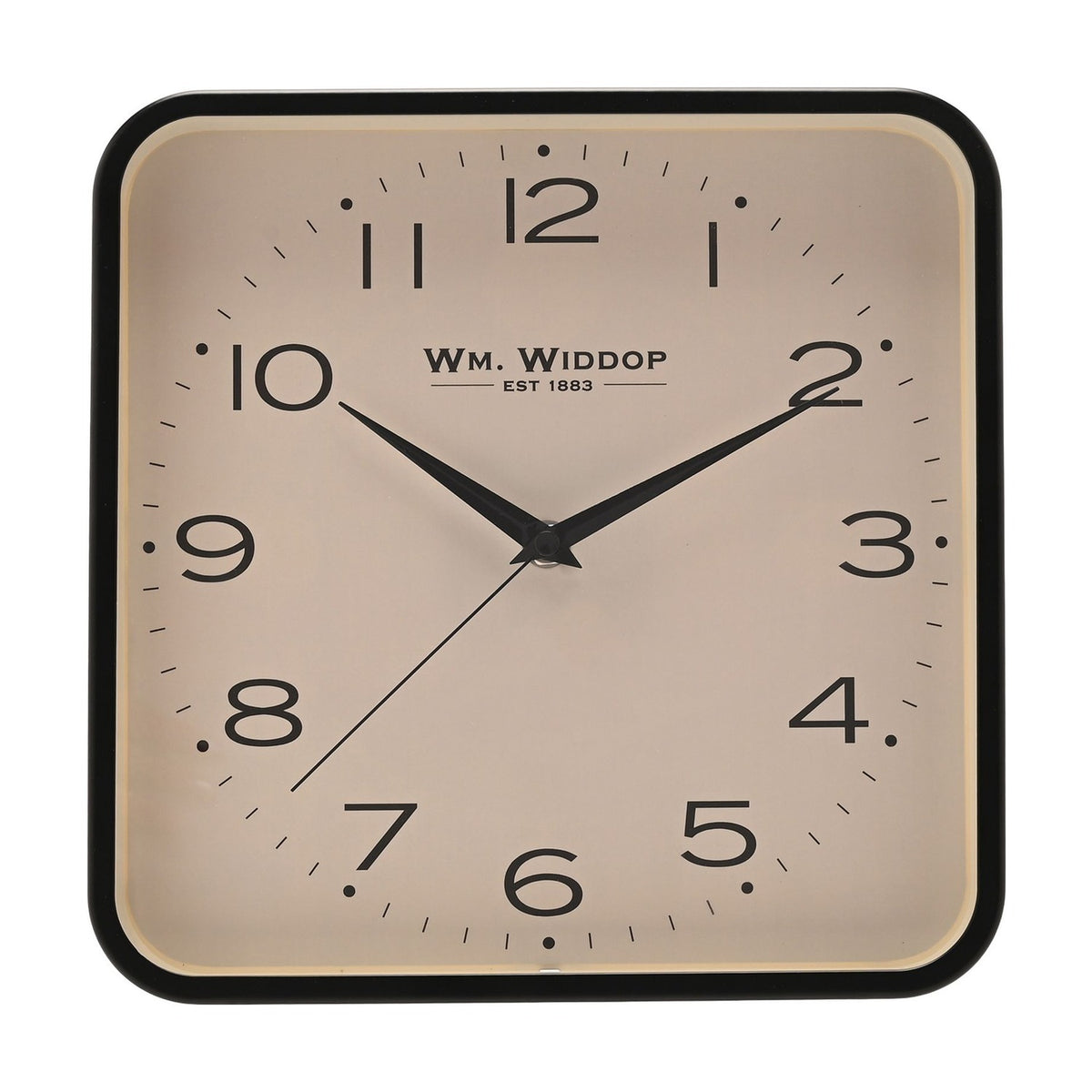 Square Analogue Metal Wall Clock 25.5cm - Black & White