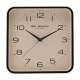 Square Analogue Metal Wall Clock 25.5cm - Black & White
