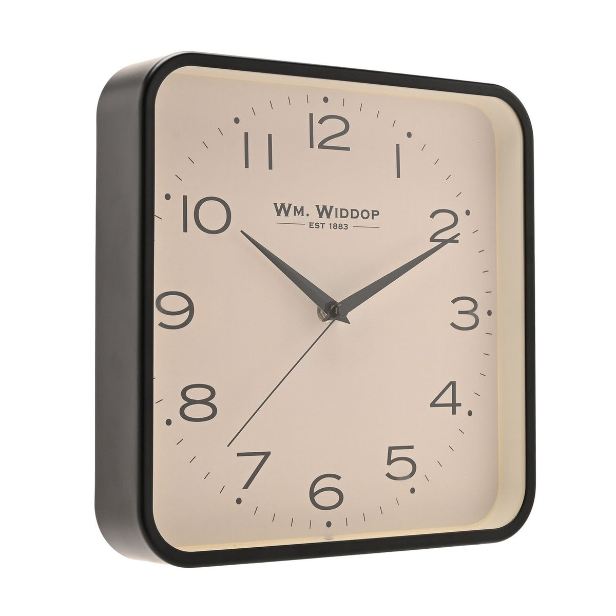 Square Analogue Metal Wall Clock 25.5cm - Black & White