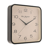Square Analogue Metal Wall Clock 25.5cm - Black & White