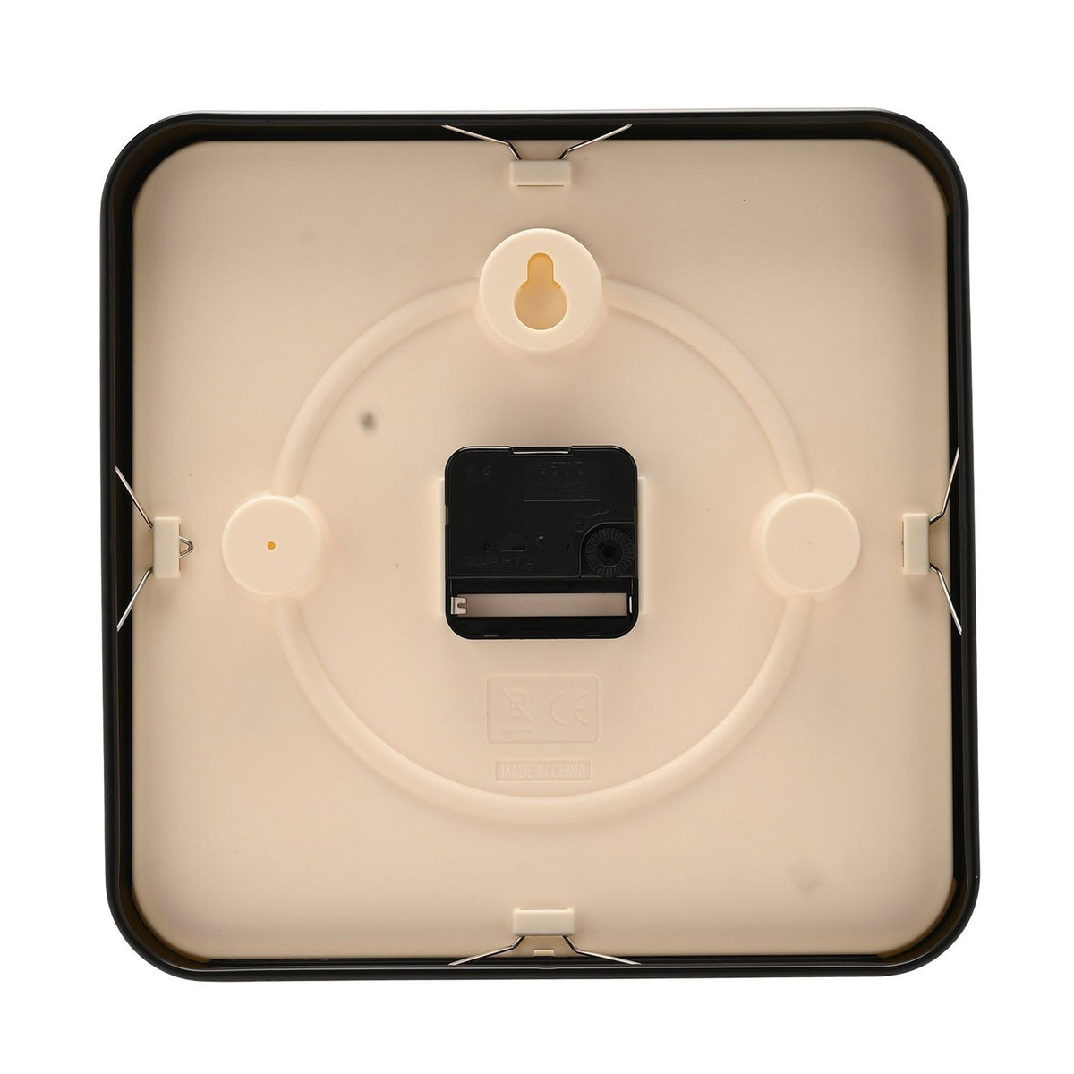 Square Analogue Metal Wall Clock 25.5cm - Black & White