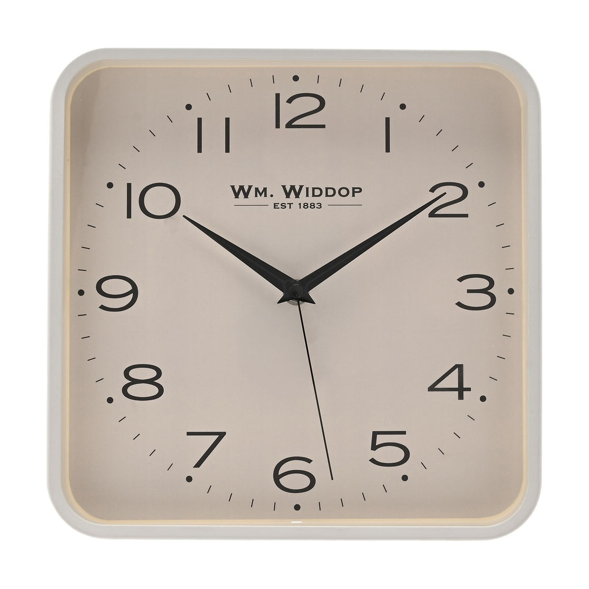 Square Analogue Metal Wall Clock 25.5cm - White & Black