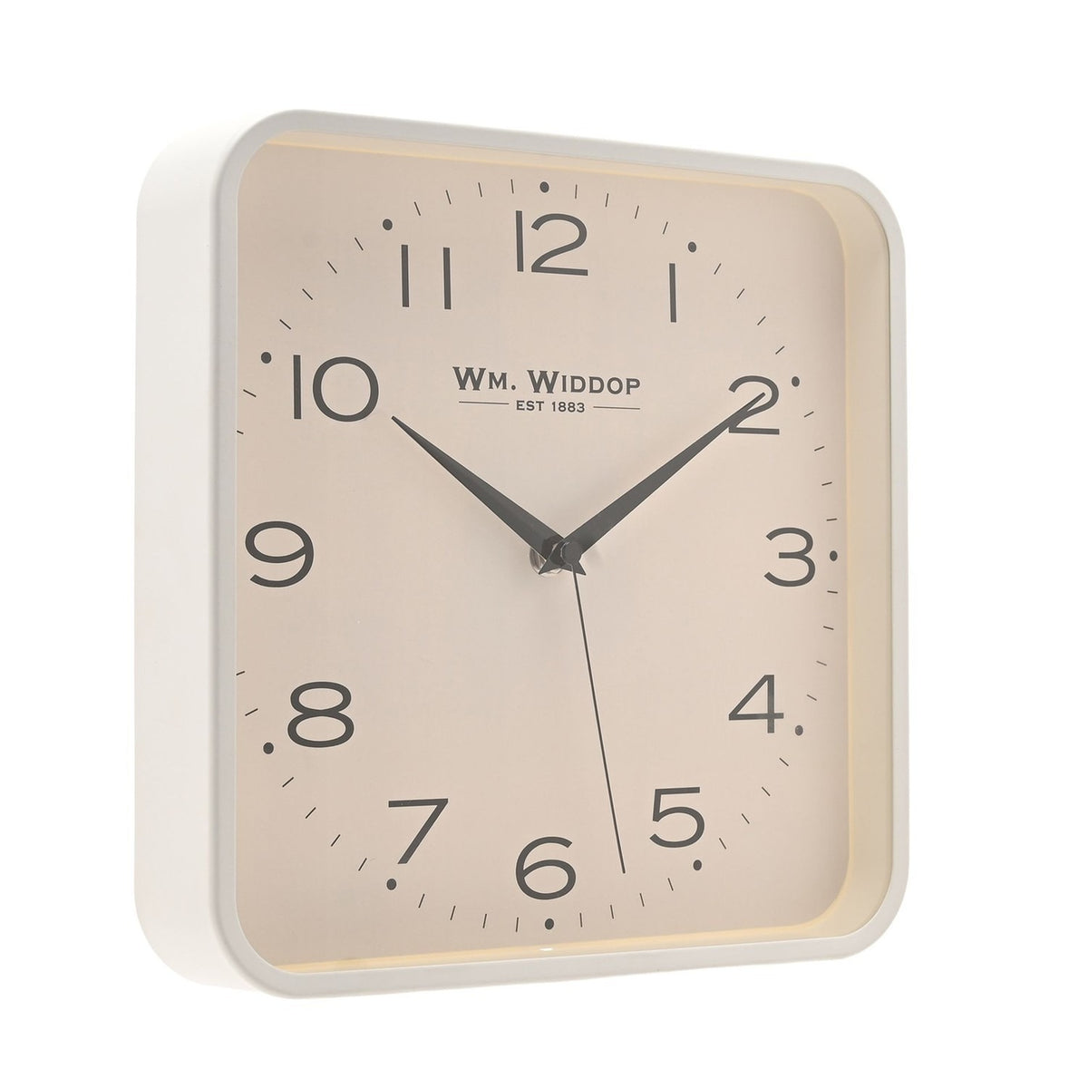 Square Analogue Metal Wall Clock 25.5cm - White & Black