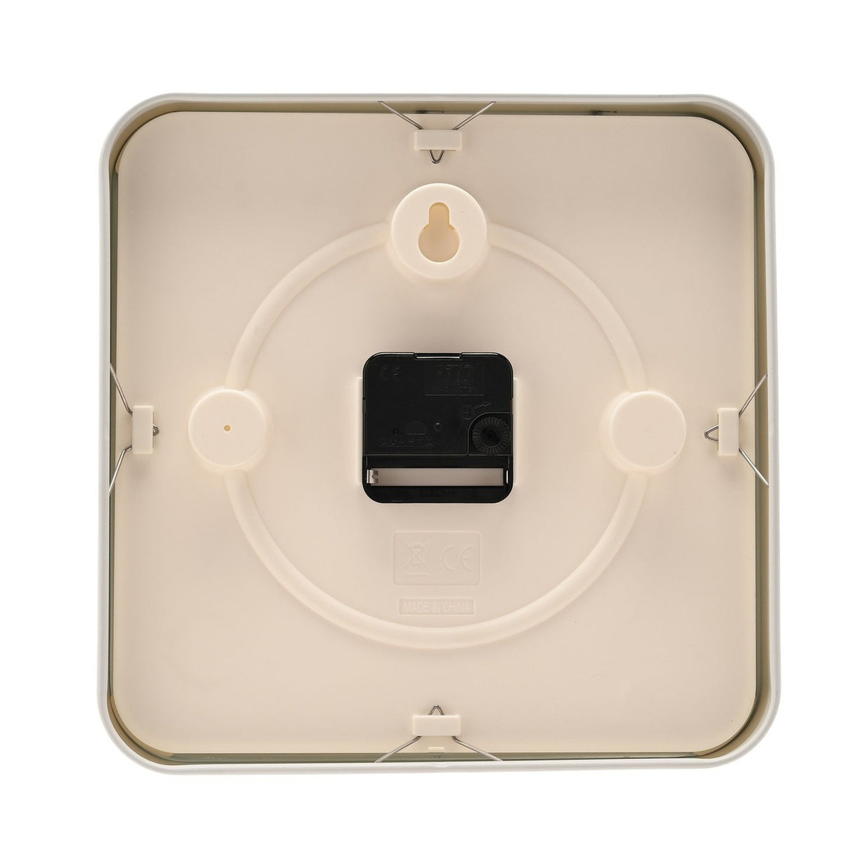 Square Analogue Metal Wall Clock 25.5cm - White & Black