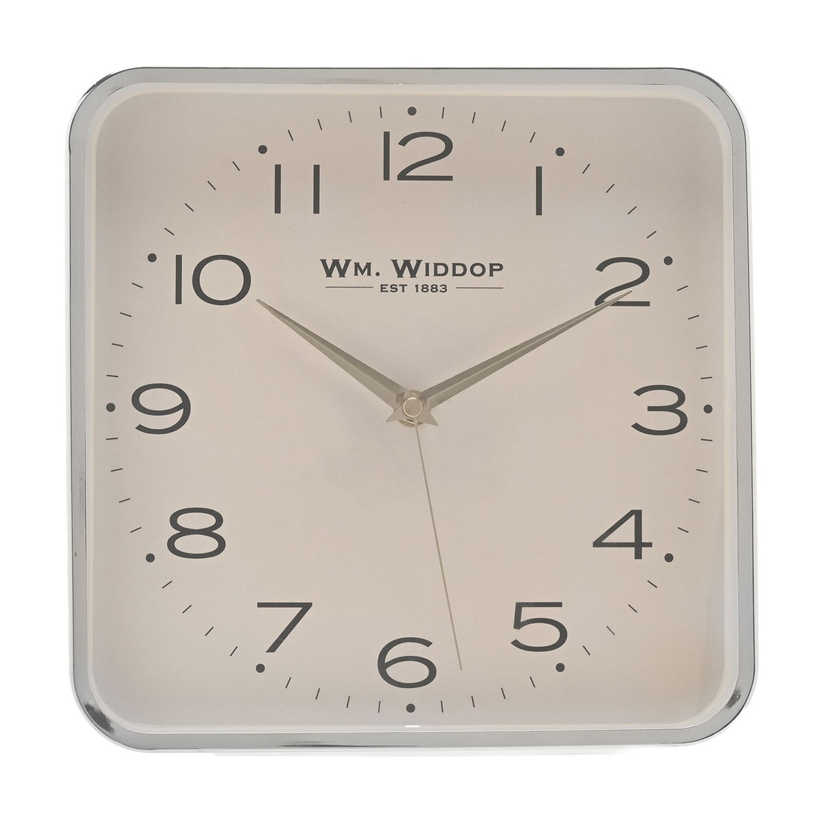 Square Analogue Metal Wall Clock 25.5cm - Silver & White