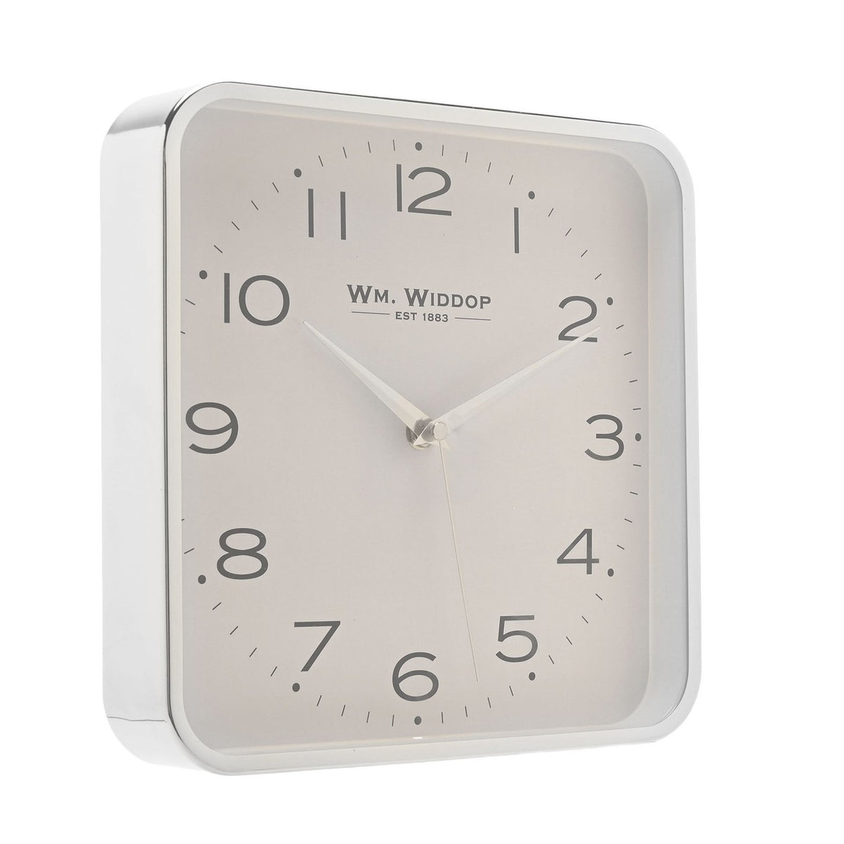 Square Analogue Metal Wall Clock 25.5cm - Silver & White