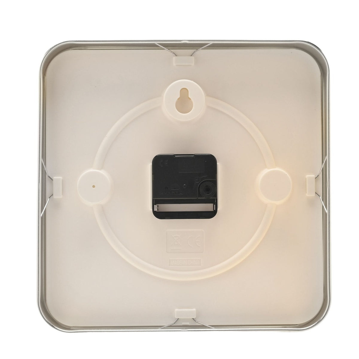 Square Analogue Metal Wall Clock 25.5cm - Silver & White