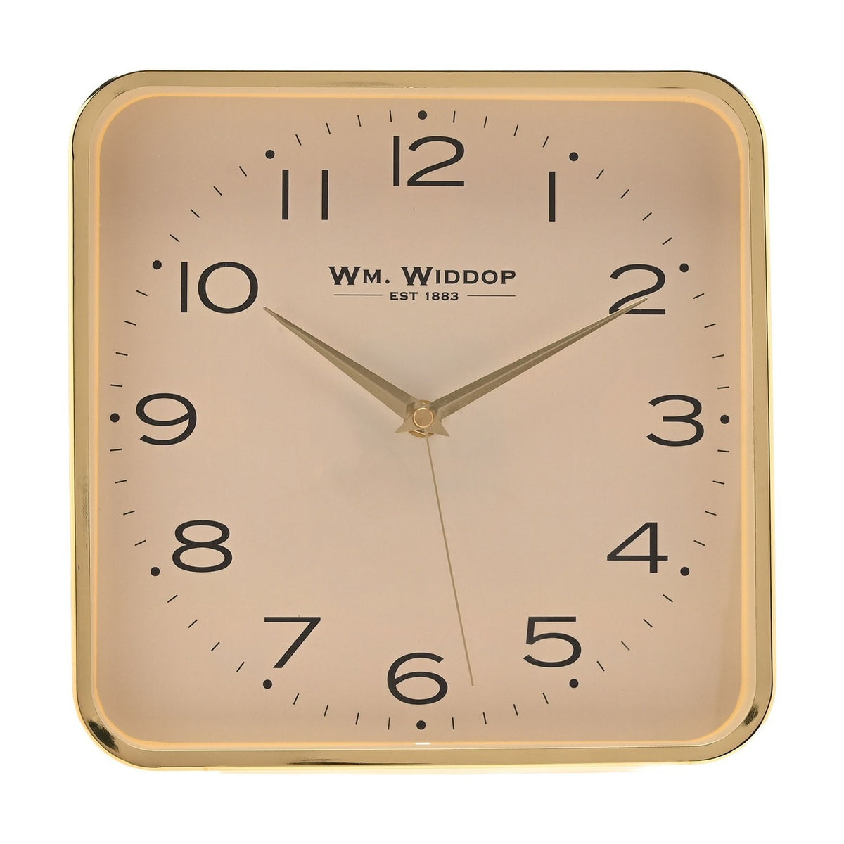 Rounded Square Metal Wall Clock with Numerals 25.5cm - Gold