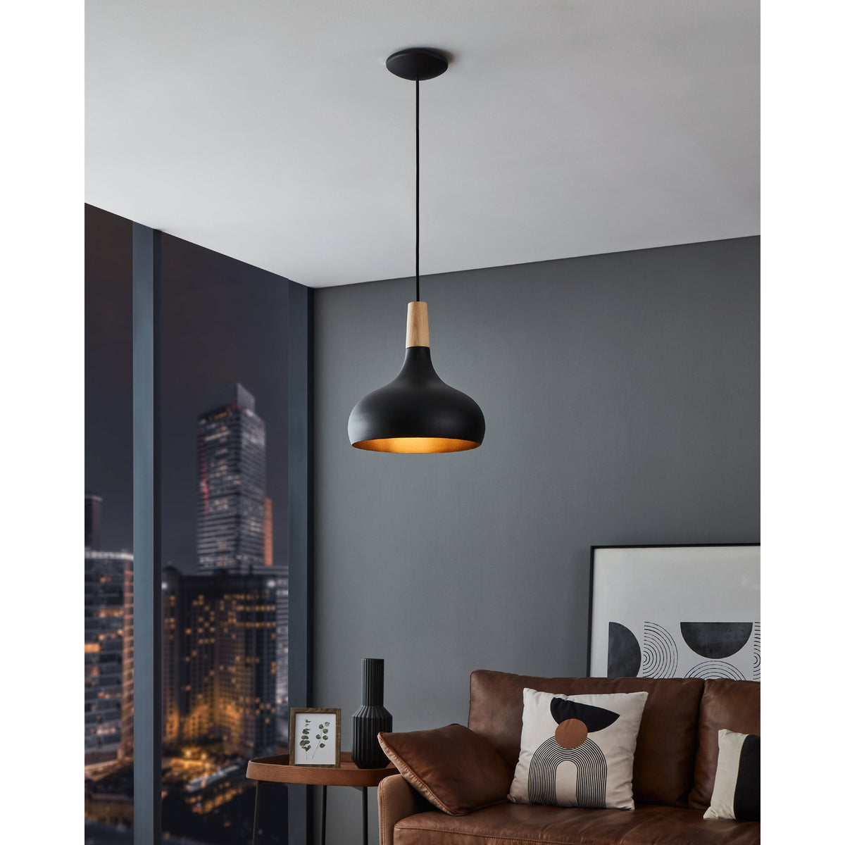 Walette Pendant Light 28cm - Black & Brown