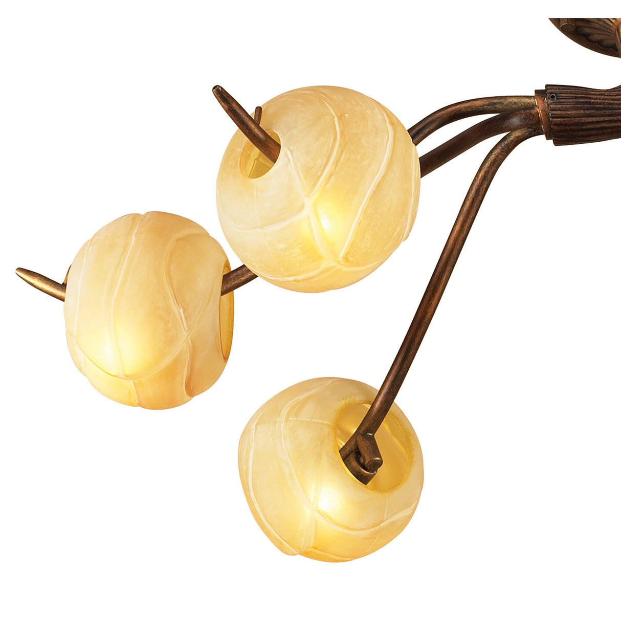 Wave 6 Light Semi-Flush Ceiling Light - Rustic Gold