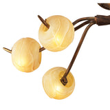 Wave 6 Light Semi-Flush Ceiling Light - Rustic Gold
