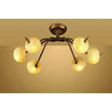 Wave 6 Light Semi-Flush Ceiling Light - Rustic Gold