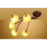 Wave 5 Light Semi-Flush Ceiling Light - Rustic Gold