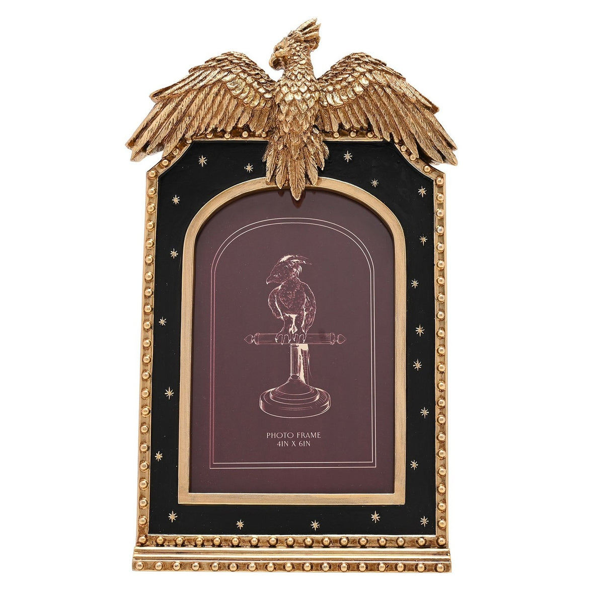 Harry Potter Fawkes Phoenix Resin Photo Frame - Black & Gold