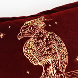 Harry Potter Fawkes Embroidered Velvet Cushion 40cm - Red