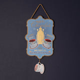 Hot Chocolate Hanging Wooden Plaque with Dangling Cup - Blue