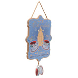 Hot Chocolate Hanging Wooden Plaque with Dangling Cup - Blue