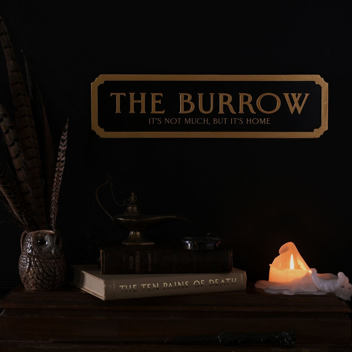 Harry Potter The Burrow Bordered Street Sign Plaque - Black