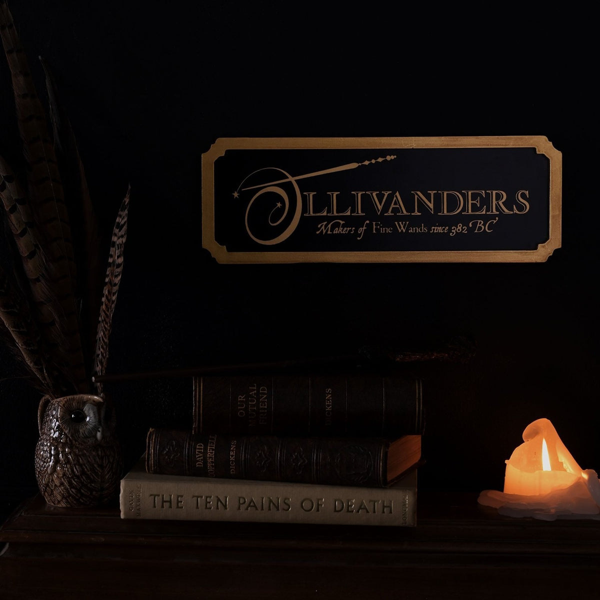Harry Potter Ollivanders Shop Sign Printed Plaque - Black