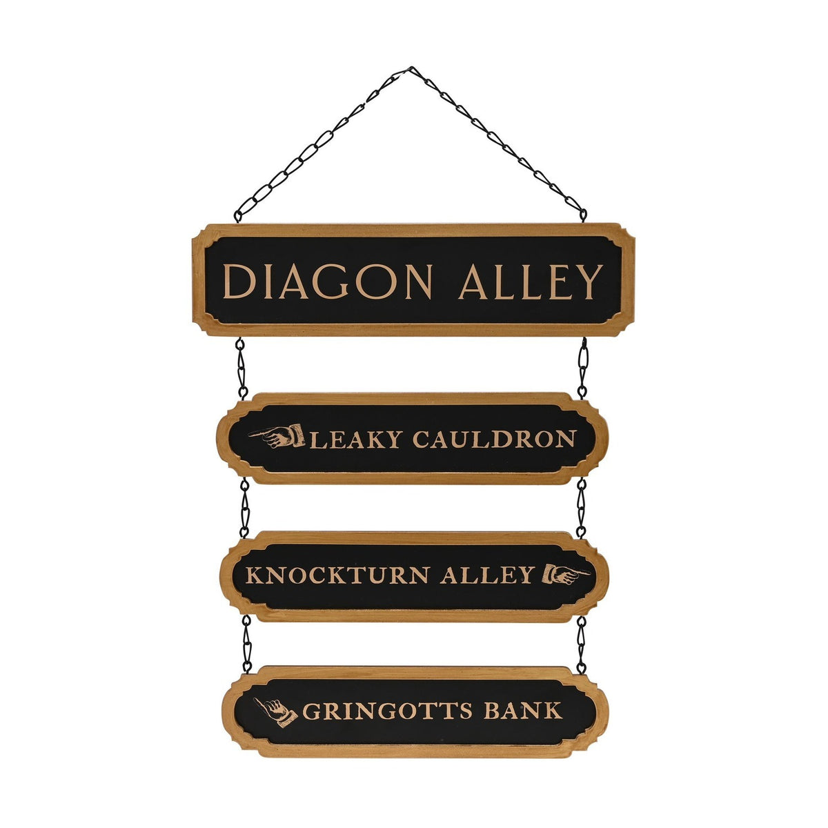 Harry Potter Diagon Alley Wooden Street Plaque - Black & Gold