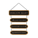 Harry Potter Diagon Alley Wooden Street Plaque - Black & Gold