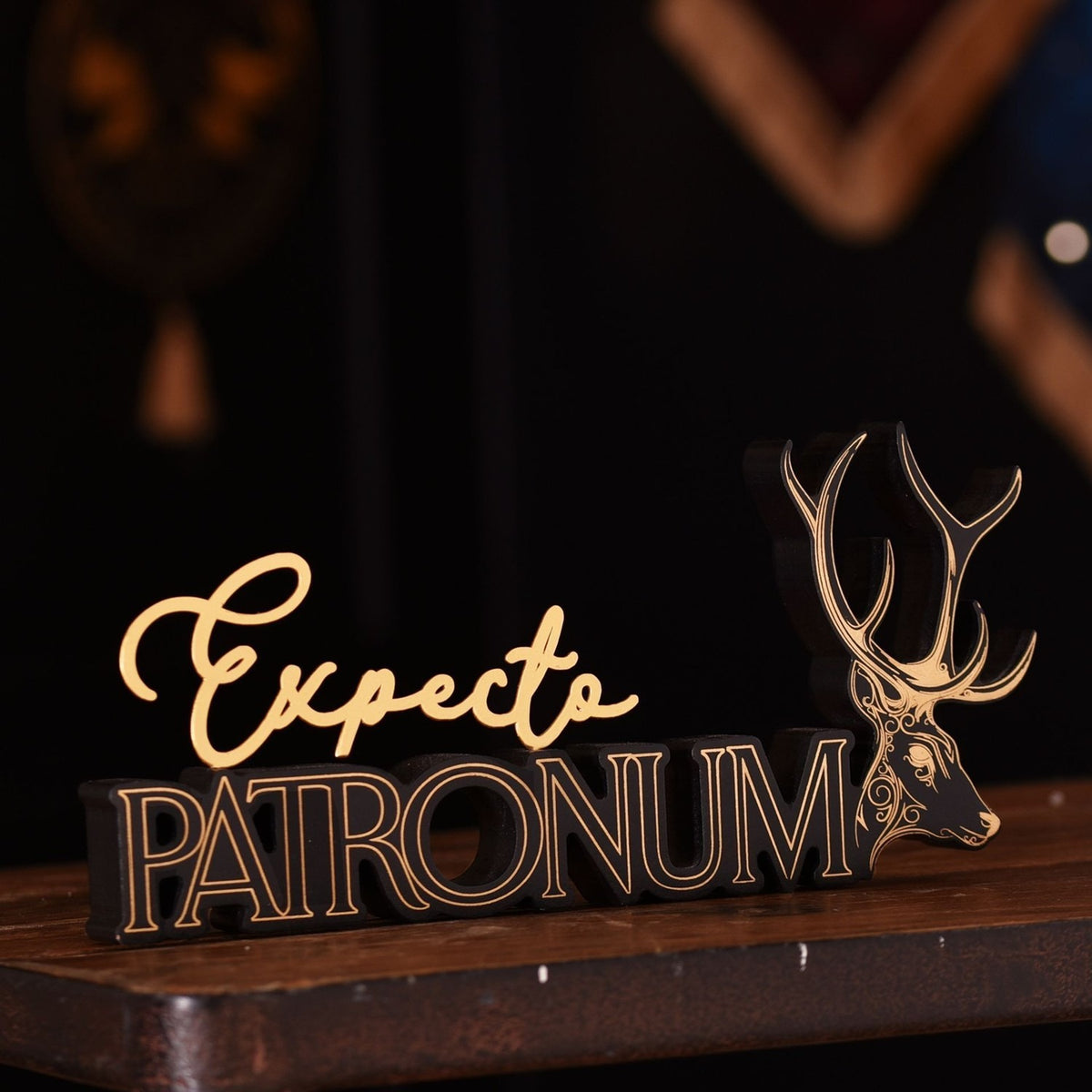 Harry Potter Expecto Patronum Stag Spell Plaque - Black
